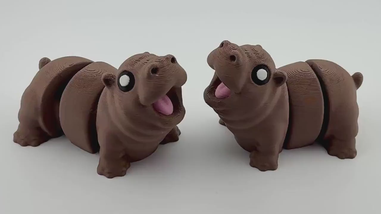 Moo Deng Flexi Fidget Toy: 3D Printed Articulated Hippopotamus