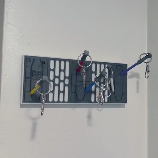 Lightsaber Key Rack, Wall Mounted Key Hanger, Sci-Fi Fantasy Decor, Key Holder for Star Wars Fans 3D Printed Death Star Wall Design
