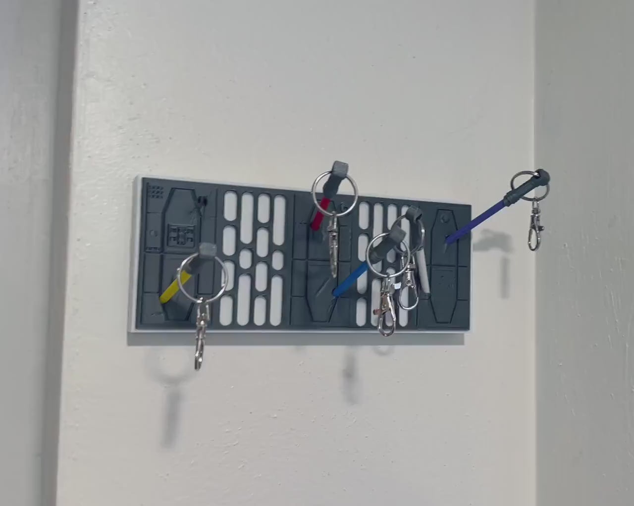Lightsaber Key Rack, Wall Mounted Key Hanger, Sci-Fi Fantasy Decor, Key Holder for Star Wars Fans 3D Printed Death Star Wall Design