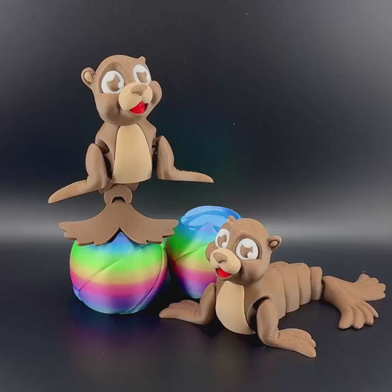 Sea Lion Fidget Friend with Beach Ball | 3D Printed Articulating Flexi Seal Figure | Printverse Cute Sea Lion Gift | Stress Relief Toy